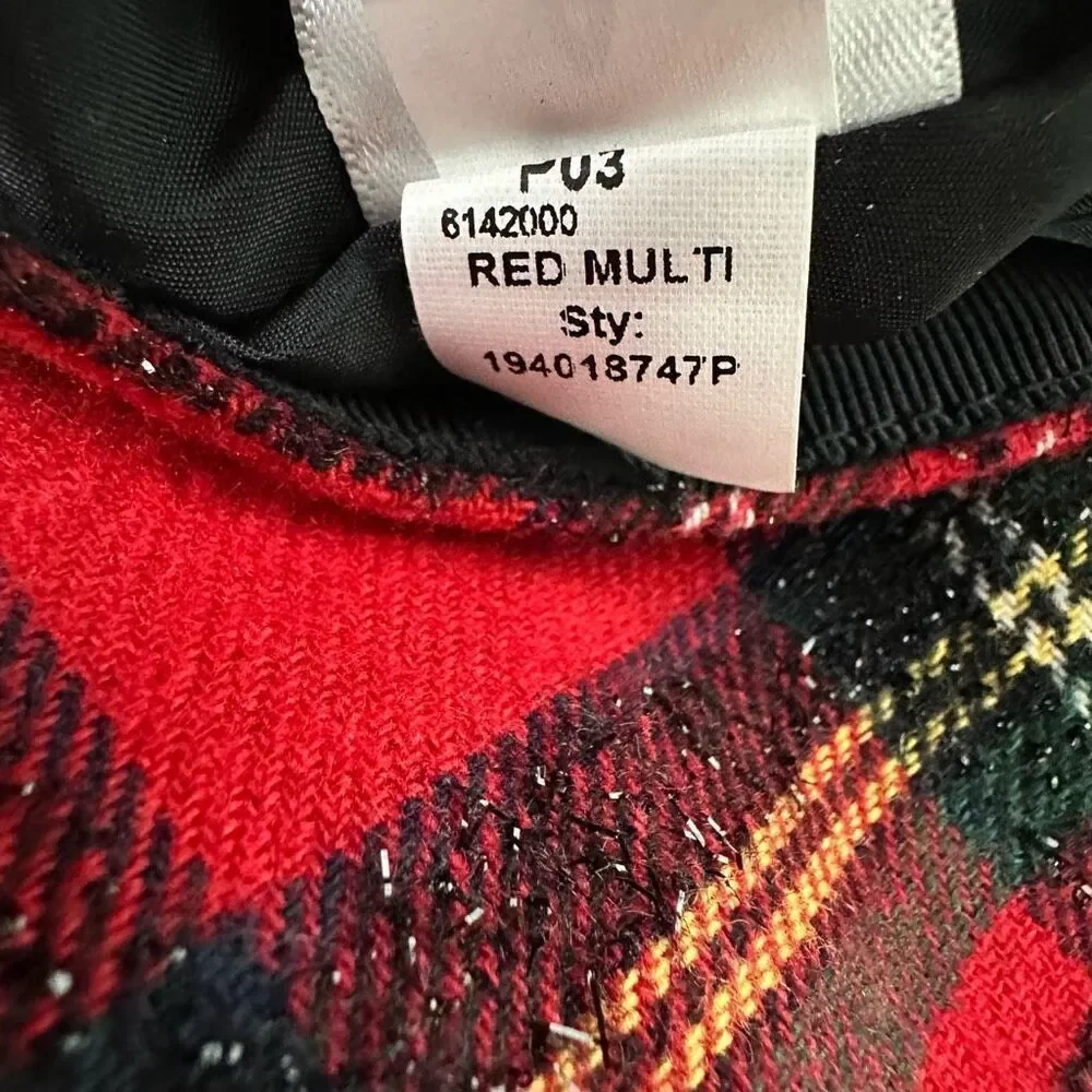 Talbots Tartan Plaid Sparkle A-Line Skirt 6P Red